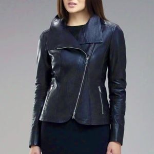 Danier 3XS Navy Leather Moto Jacket Navy Blue